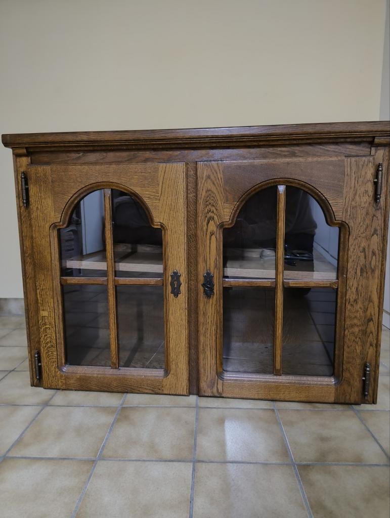 Vitrinekast/ barkast, Huis en Inrichting, Ophalen, Met deur(en), Eikenhout, 50 tot 100 cm