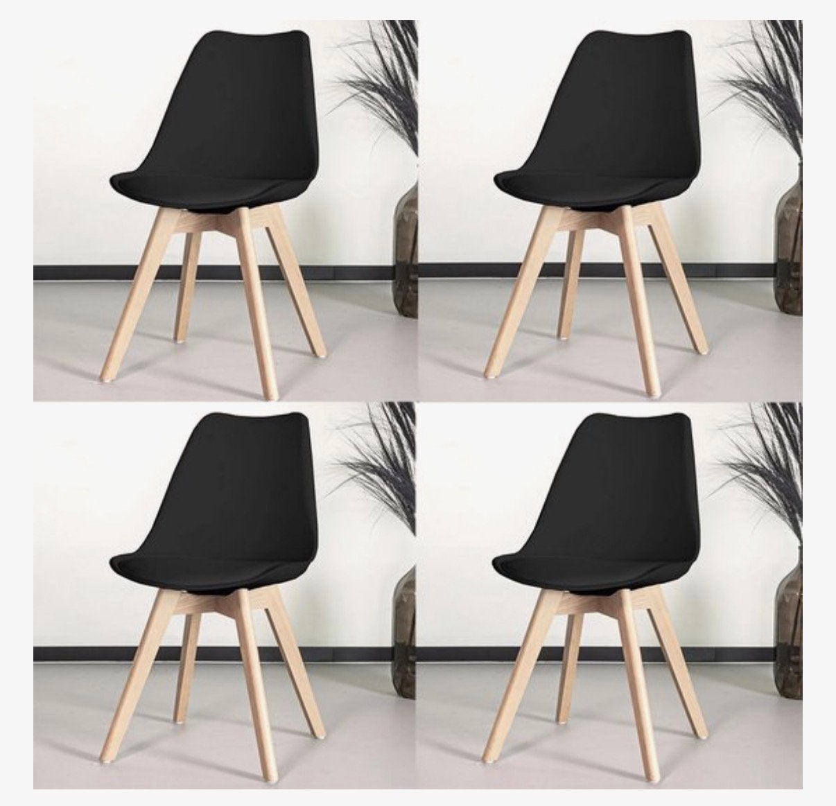 Eetkamerstoelen, Gebruikt, Zwart, Vier, Modern