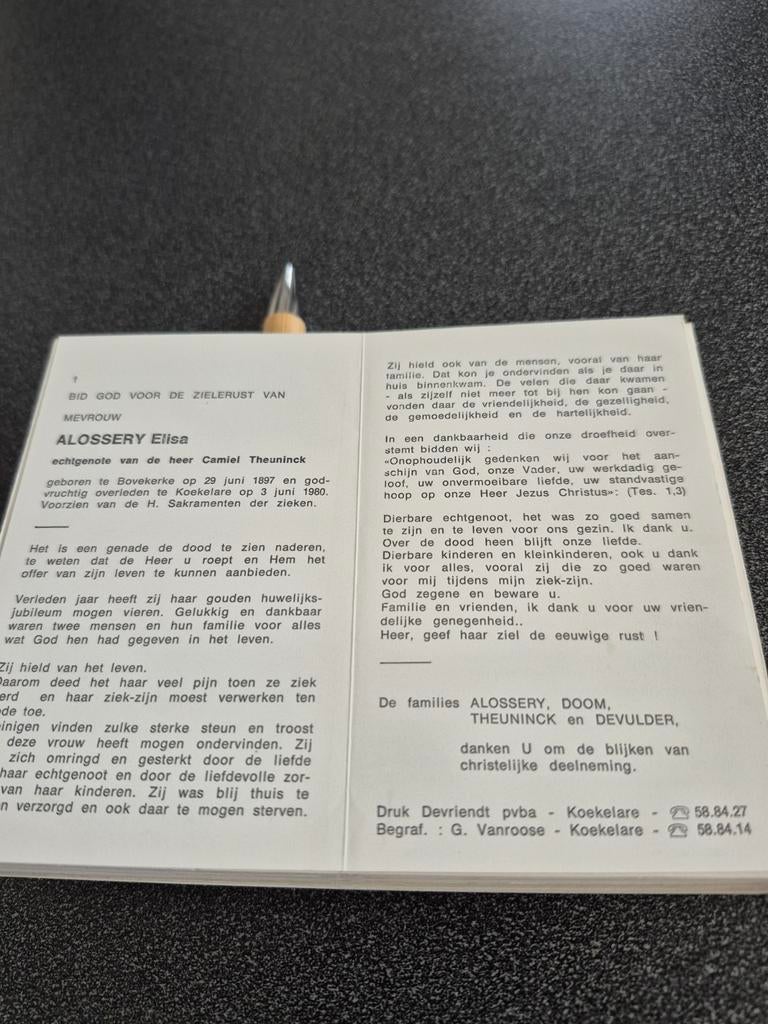 Bidprentjes Bovekerke, Ophalen of Verzenden
