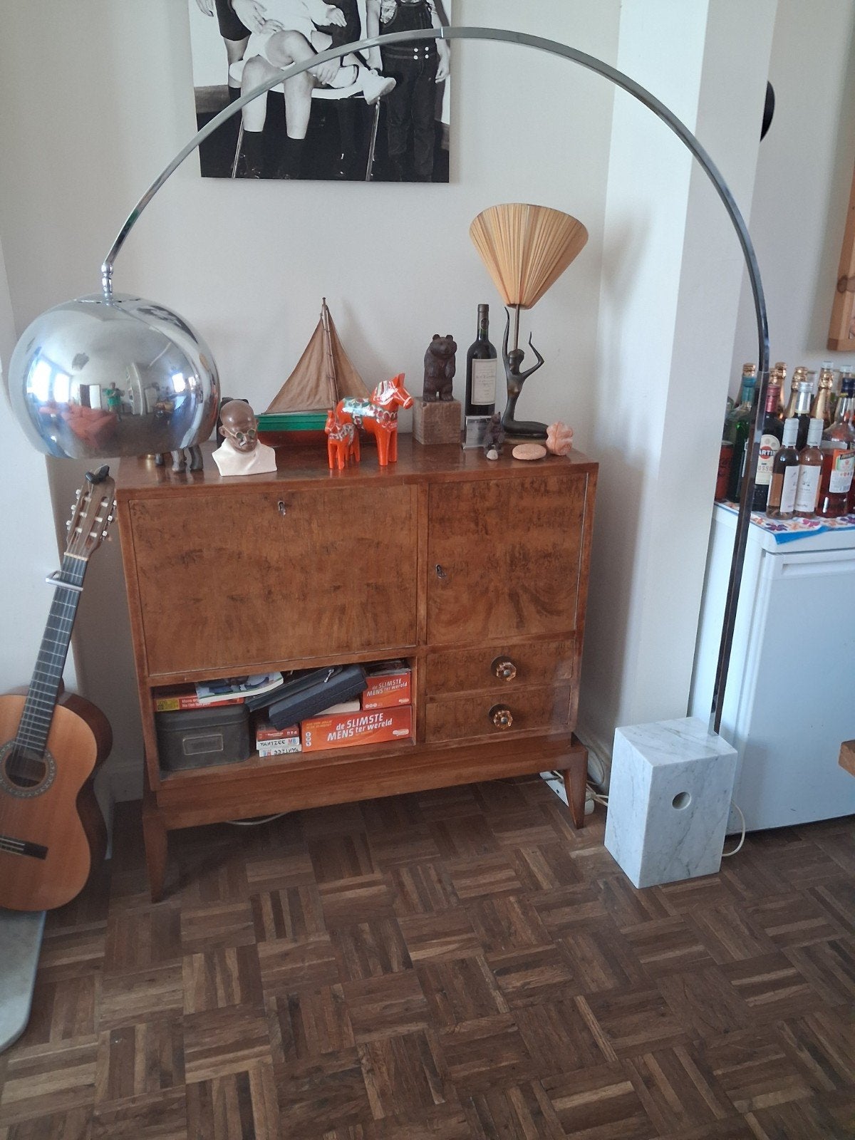Booglamp met marmeren voet, Ophalen