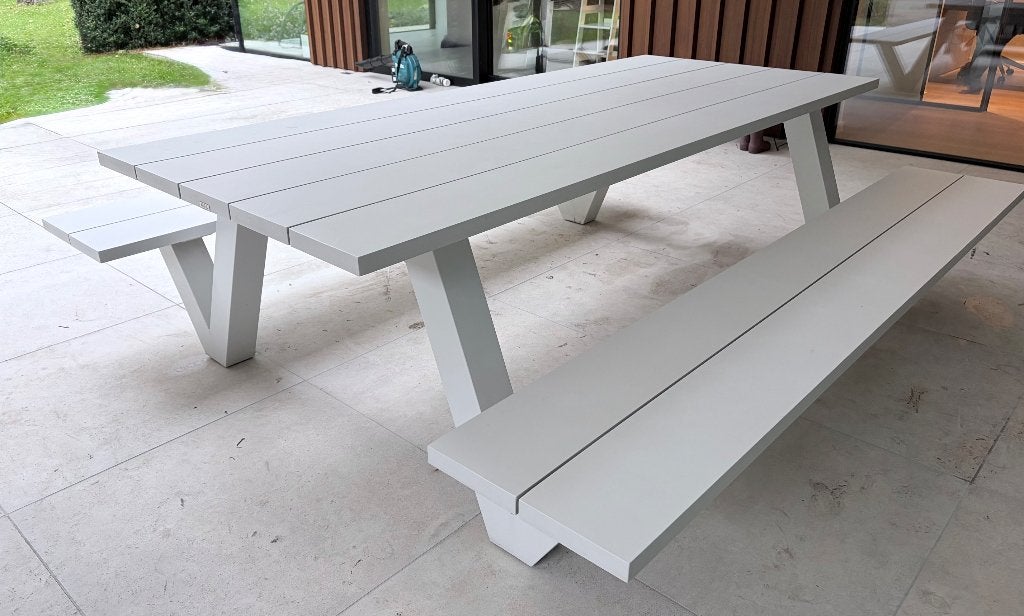 Picknicktafel, Tuin en Terras, Ophalen, Zo goed als nieuw, Rechthoekig, Aluminium