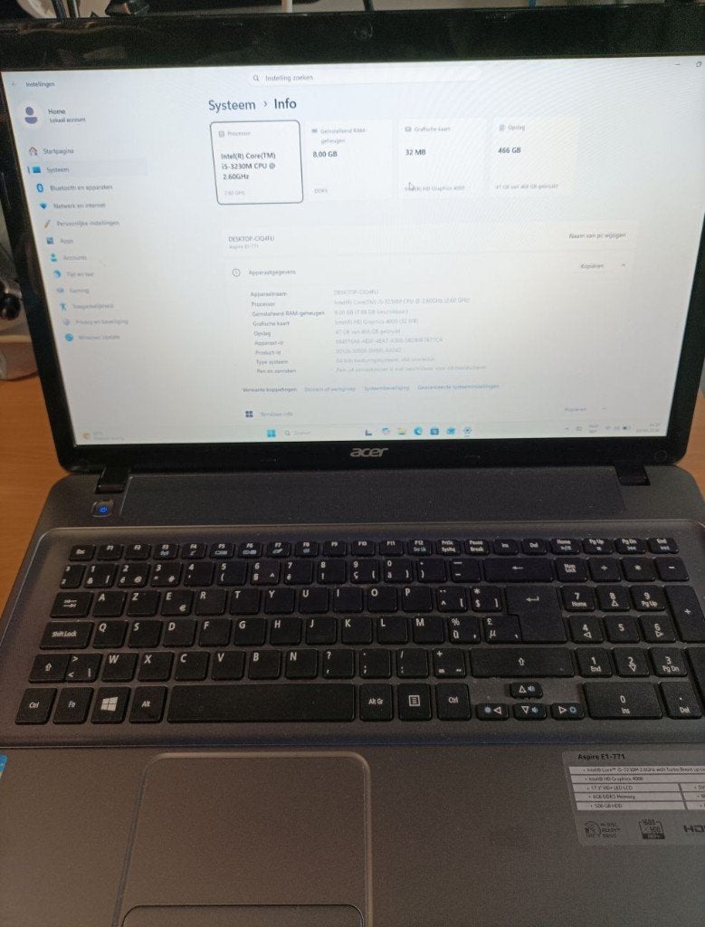 Acer laptop 17Inch, Computers en Software, 2 tot 3 Ghz, 8 GB, Ophalen of Verzenden, Intel(R) Core i5