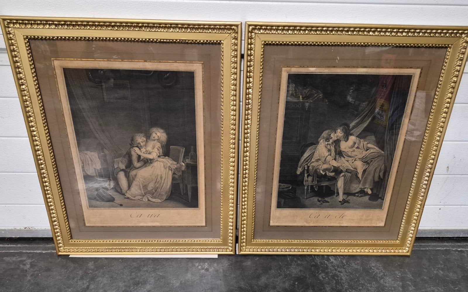 Diptyque ancien L. Boilly (vers 1800) - Ca Ira & Ca A Ete, Enlèvement, Encadré