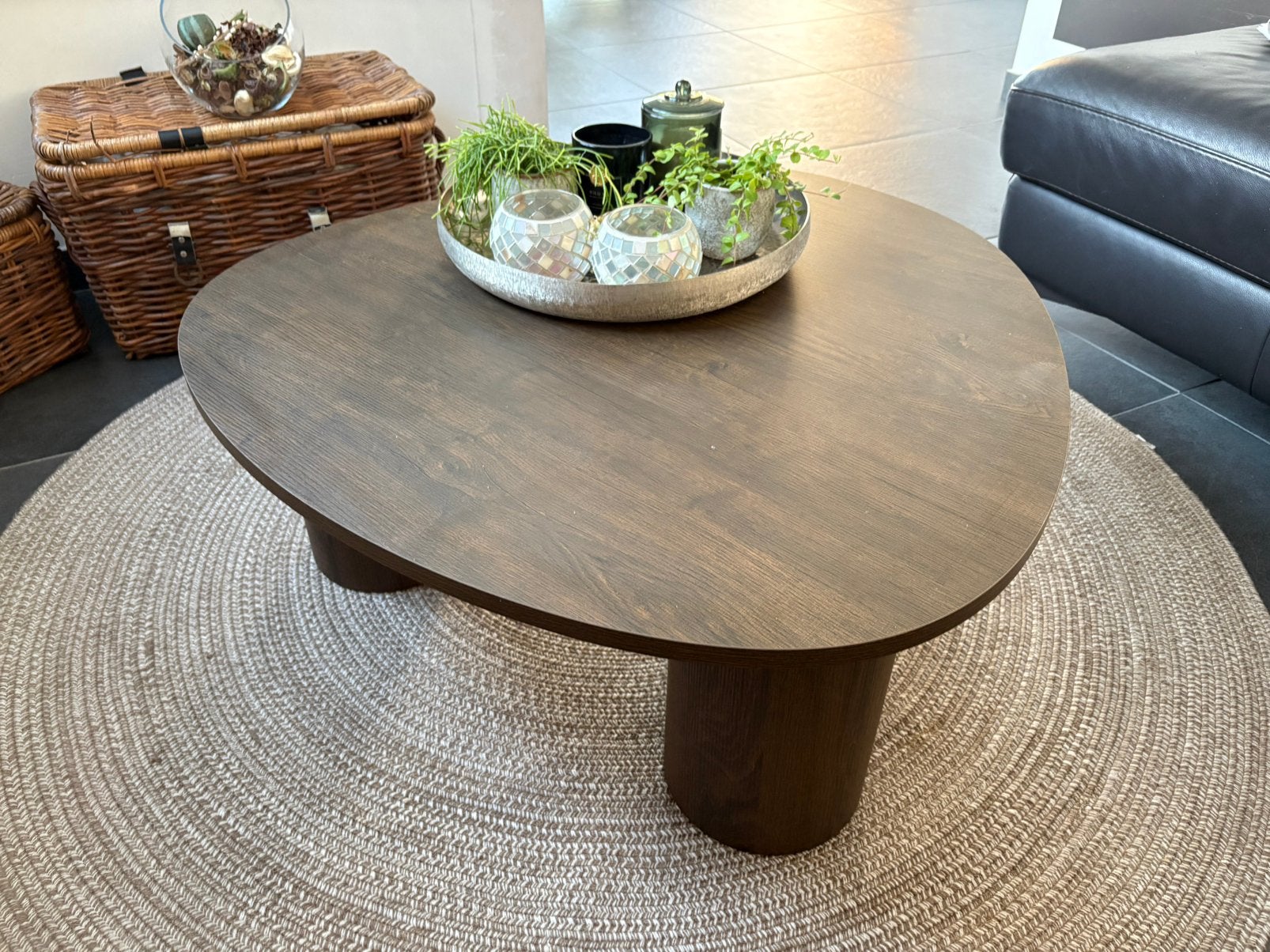 Salontafel donkerbruin ovaal, Maison & Meubles, Enlèvement, Comme neuf, Ovale