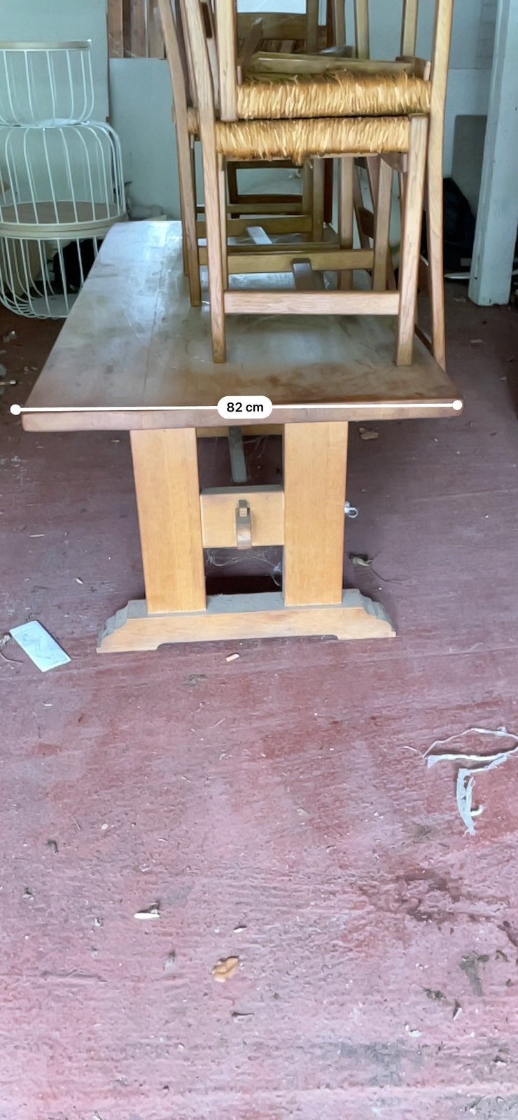 Massief eiken eetkamer tafel met 6 stoelen en twee kasten, Ophalen