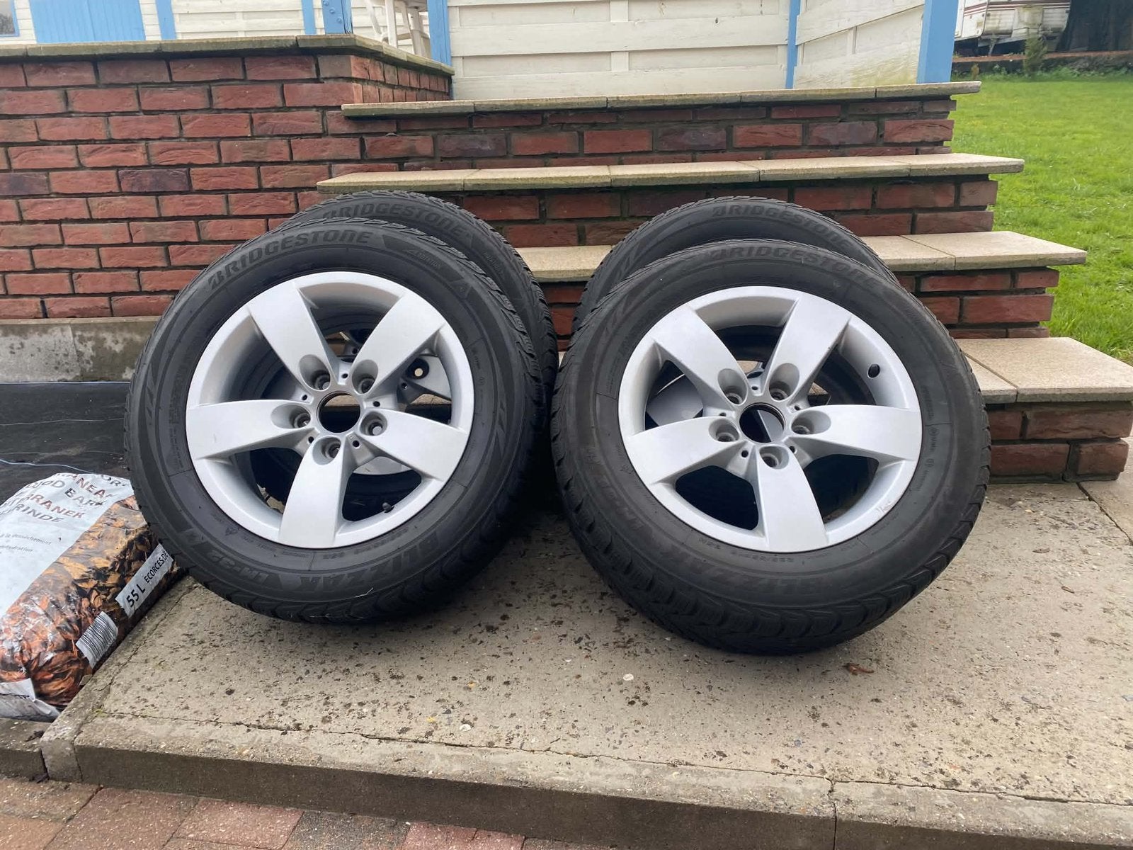 4 jantes aluminium BMW Série 5 16 pouces Pneus hiver, Ophalen, Gebruikt, 16 inch, Banden en Velgen