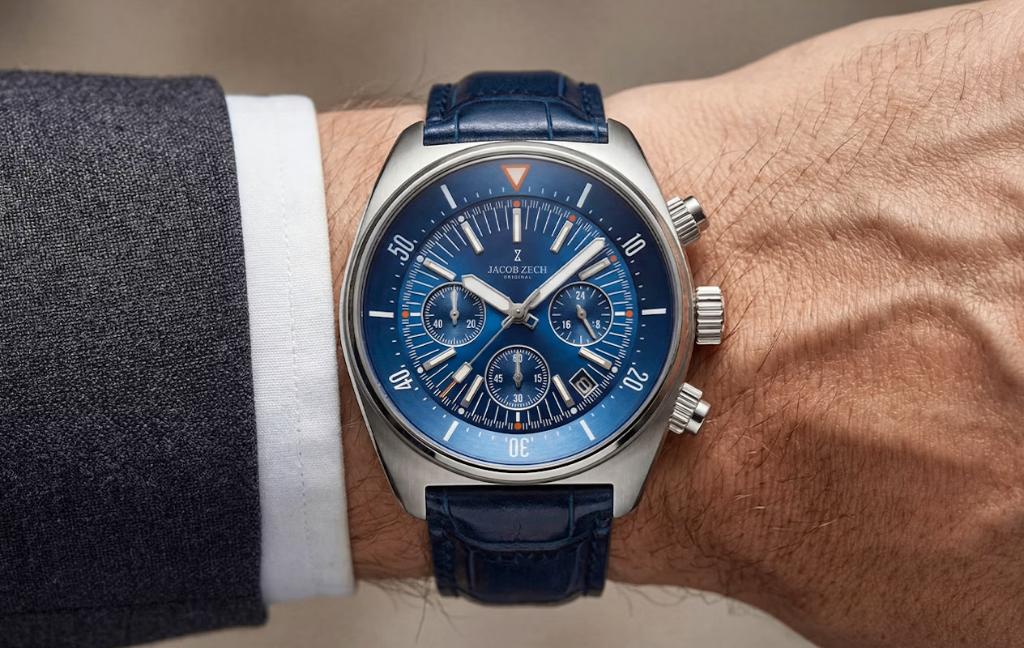 Jacob Zech Vienna horloge t.w.v € 399 NIEUW!, Enlèvement ou Envoi, Étanche, Neuf, Bleu