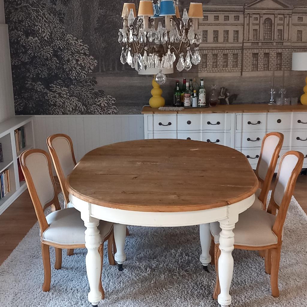 Set van 6 stoelen en een tafel, Ophalen, Gebruikt, Ovaal