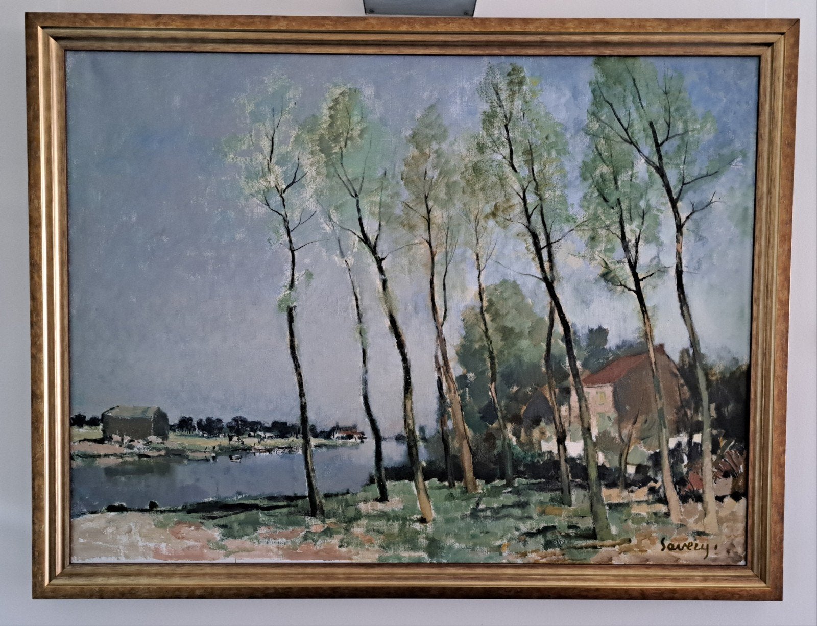 SAVERYS Albert "Hoge bomen langs de Leie " olie op doek