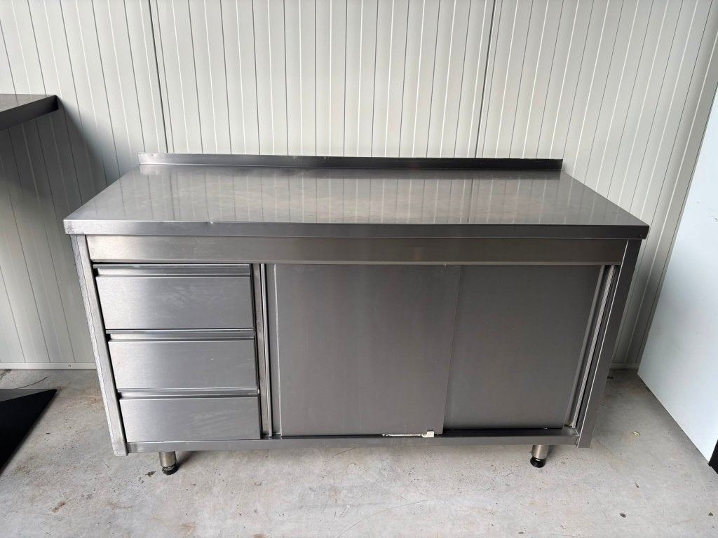 Armoire en acier inoxydable - 3 tiroirs et 2 portes, Enlèvement, Comme neuf