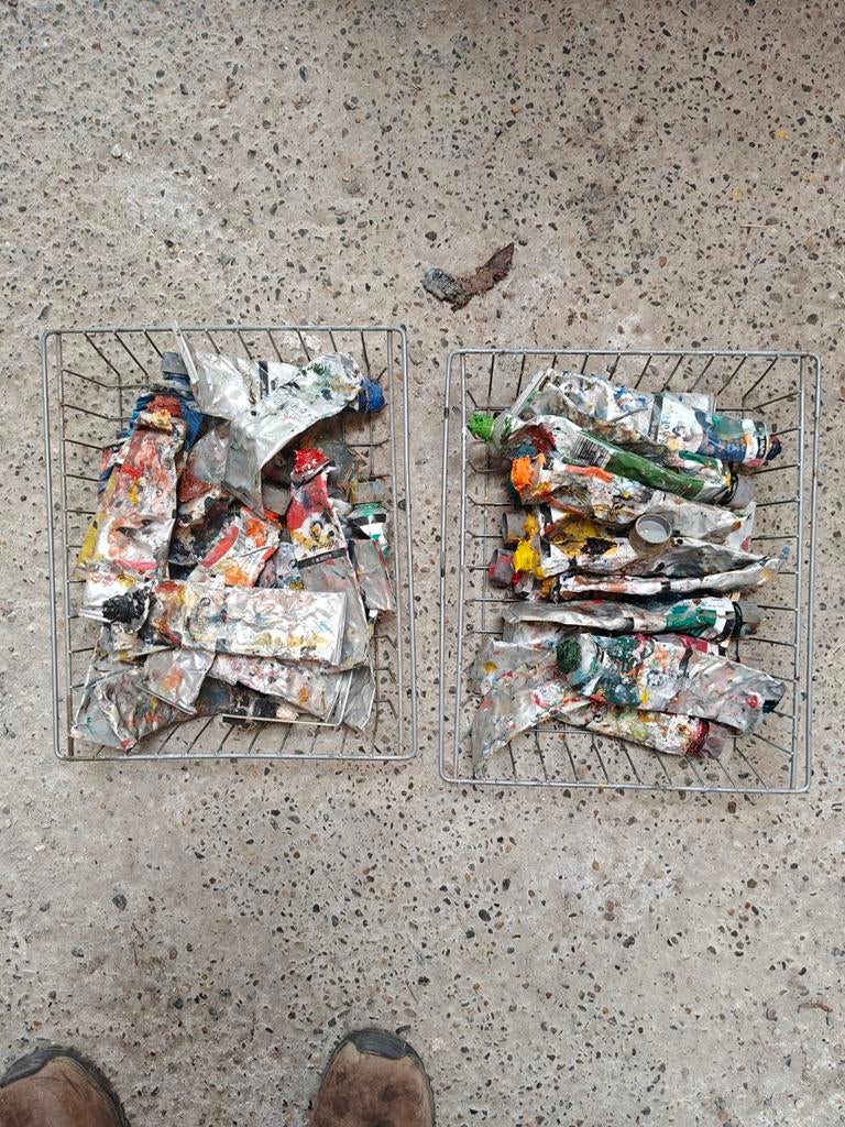 Groot lot gebruikte olieverf – atelier/restpartij, Hobby en Vrije tijd, Schilderen, Ophalen, Olieverf