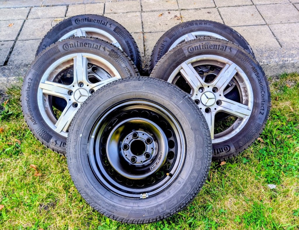 Jantes + pneus Mercedes 205/55 R16 91H, Autos : Pièces & Accessoires, Neuf, 4 Saisons, 16 pouces, Pneu(s)