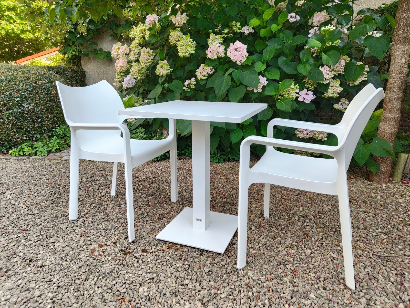 Terrastafel en twee stoelen, Tuin en Terras, Ophalen, Gebruikt, 2 zitplaatsen, Tuinset