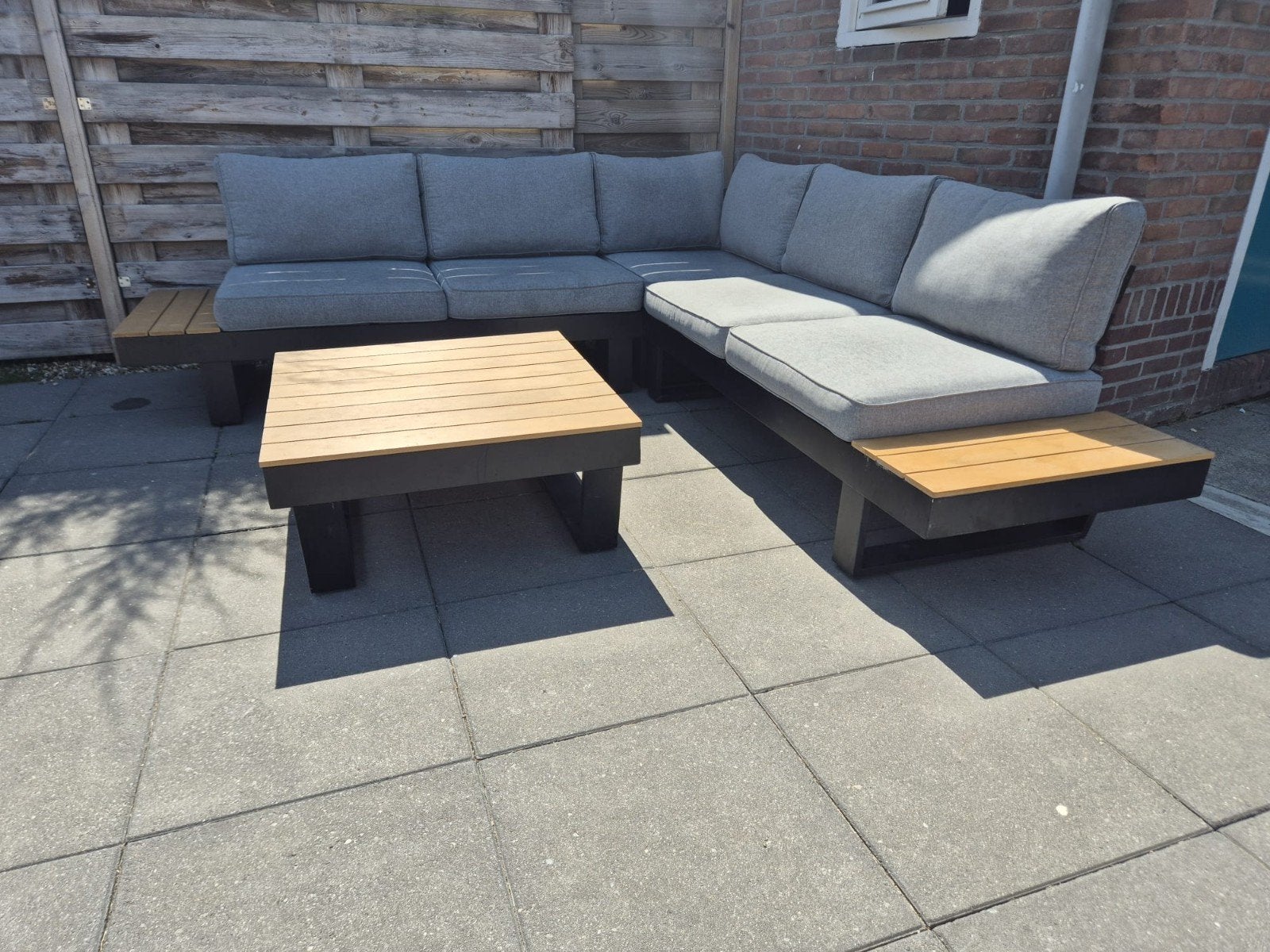 Aluminium Loungeset 235 x 235 cm (bezorging mogelijk), 5 zitplaatsen, Gebruikt, Bank, Aluminium