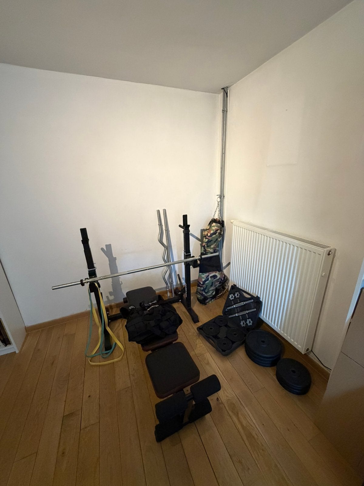 Vente home gym, Sports & Fitness, Enlèvement, Comme neuf, Banc d'exercice