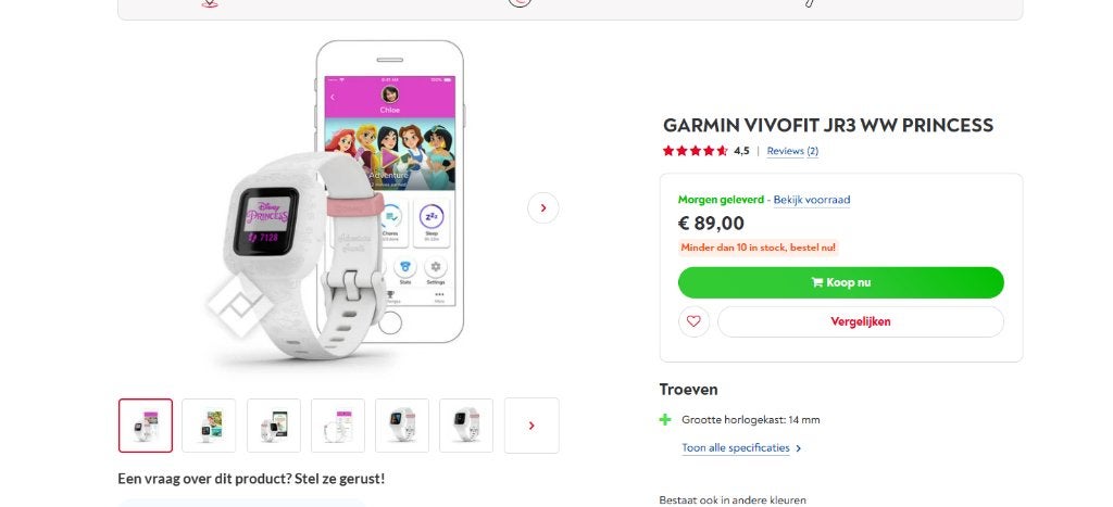 Garmin Vivofit JR3, Ophalen, Wit, Garmin, Zo goed als nieuw