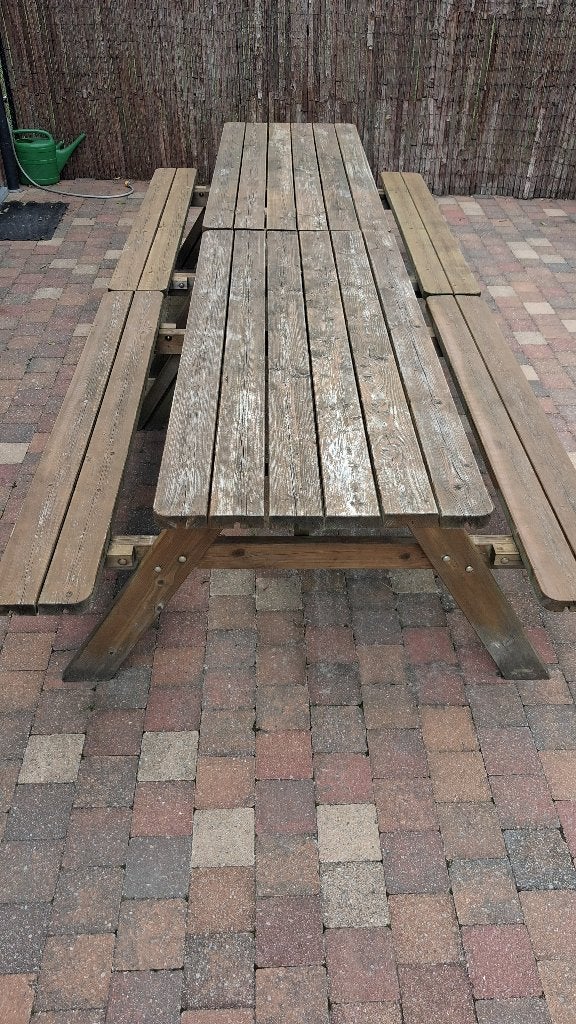 Buitentafels, picknicktafels, Ophalen, Gebruikt