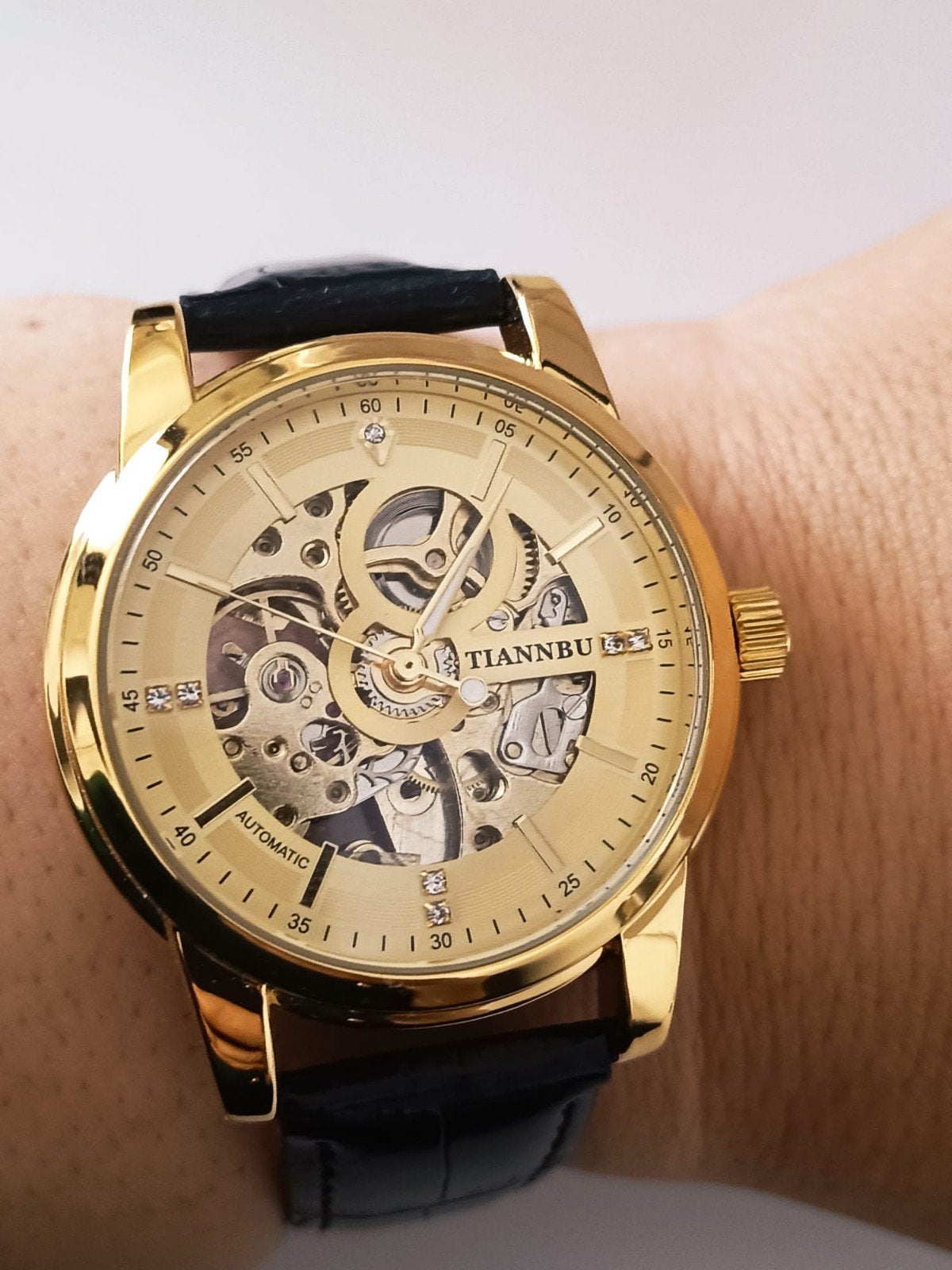 montre automatique marrons, Envoi, Cuir