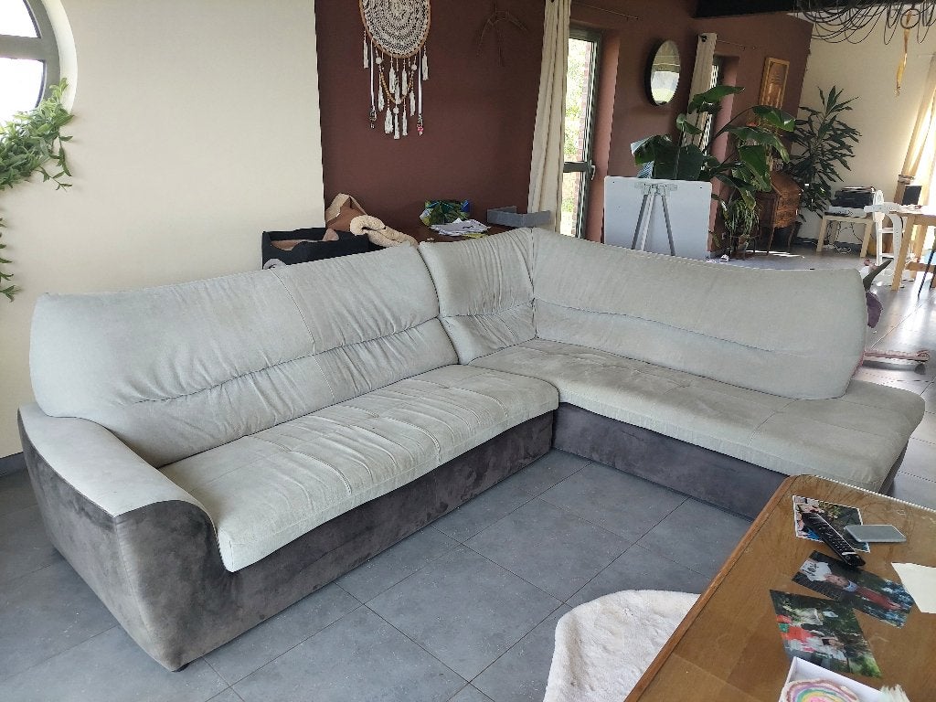 Grand canapé d'angle en  tissus, 75 à 100 cm, Banc d'angle, Quatre personnes ou plus, Moins de 150 cm