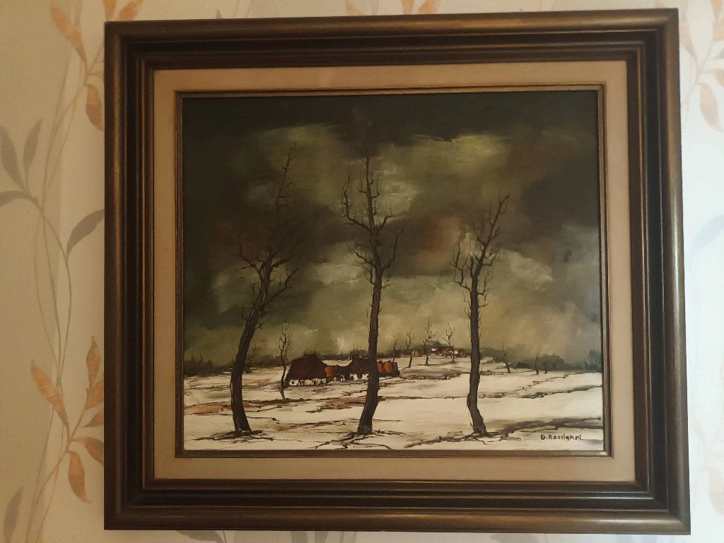 Paysage hivernal. Peinture, Signé, Peinture à l'huile, Paysage, Enlèvement