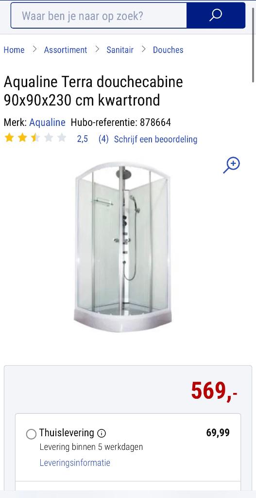 Douchecabine, Huis en Inrichting, Badkamer | Complete badkamers, Zo goed als nieuw, Ophalen
