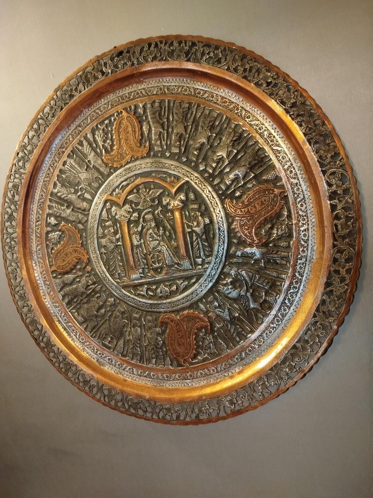 Vintage koperen wandplaat, Antiek en Kunst, Ophalen of Verzenden