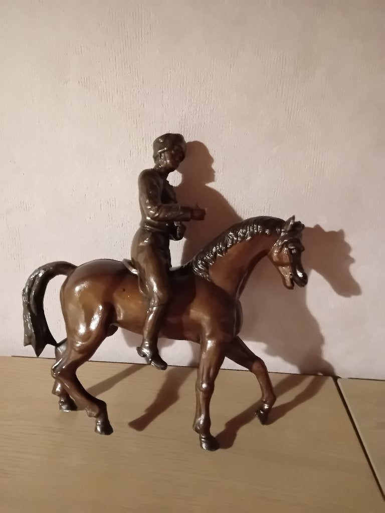 Kunstwerk - beeld - man op paard, Antiek en Kunst, Ophalen, Metaal, Beeld, Overige onderwerpen