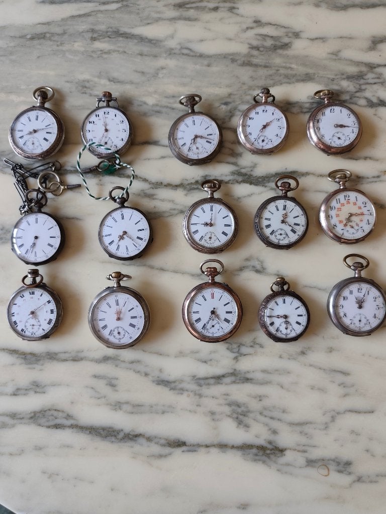 15 montres anciennes gousset argent vintage, Bijoux, Sacs & Beauté, Enlèvement, Argent, Montre de poche, Autres marques