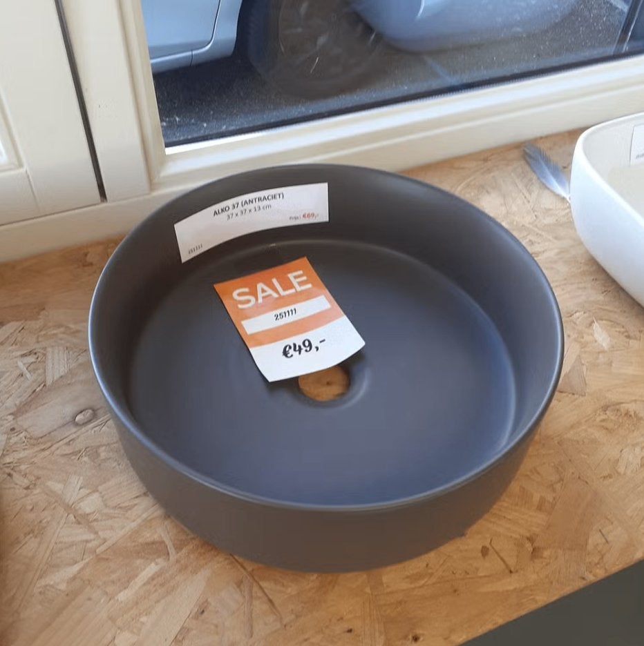Waskom, antraciet, rond, strakke afwerking, modern, Alko 37, Ophalen of Verzenden, Nieuw, Modern