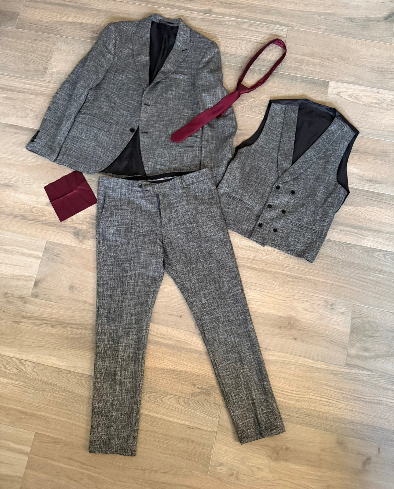 Ensemble de costume gris mélangé pour homme, Enlèvement ou Envoi, Comme neuf, Taille 52/54 (L)