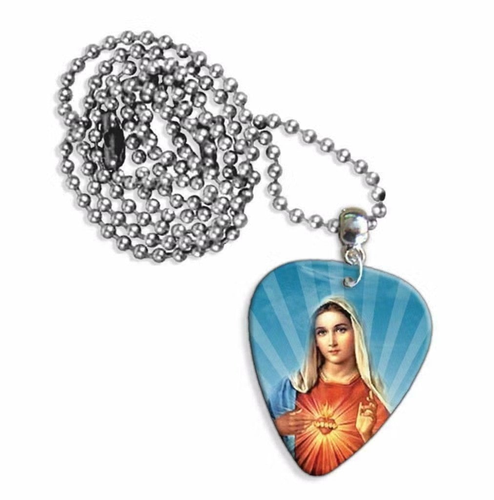 Plectrum ketting of sleutelhanger met afbeelding van Maria, Verzamelen, Ophalen of Verzenden, Nieuw