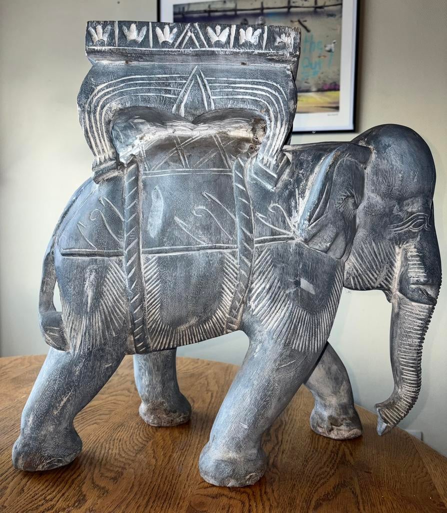 Te koop houten plantenstaander ‘Olifant’, Ophalen, Zo goed als nieuw