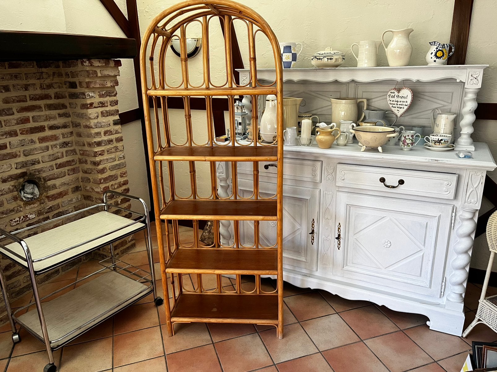 Porte-nœuds vintage en rotin, Avec tablette(s), Moins de 25 cm, Utilisé, 50 à 100 cm