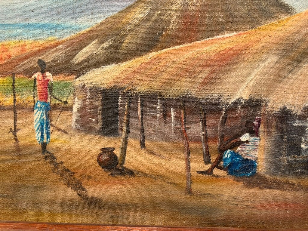 Origineel Congolese Olieverfschilderij – Jac Mukendy, Antiquités & Art, Art | Peinture | Classique, Signé, Peinture à l'huile