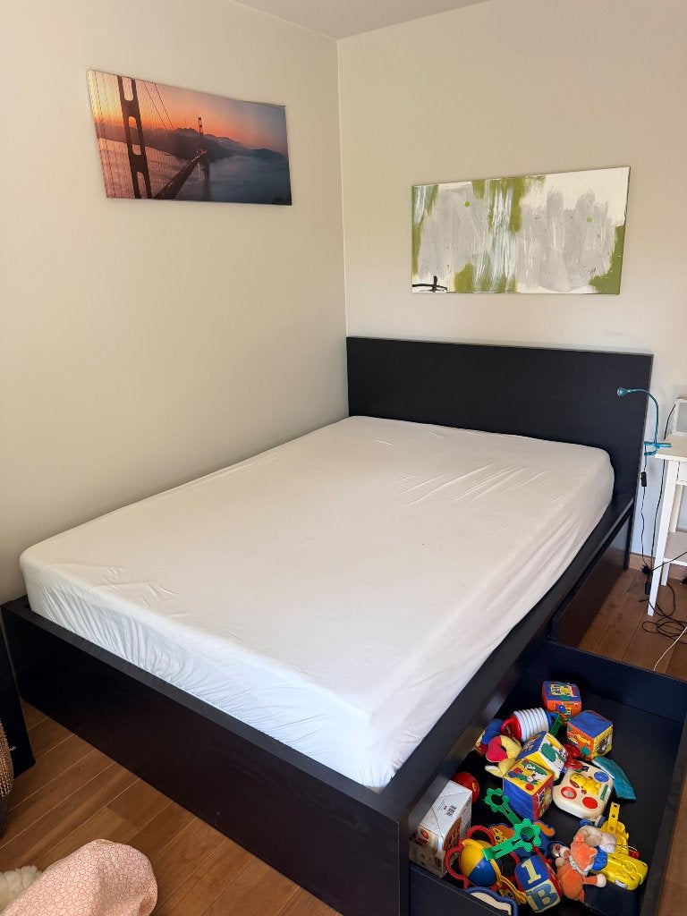 IKEA MALM bed met LEIRSUND lattenbodem, Comme neuf, Enlèvement, 200 cm, Bois