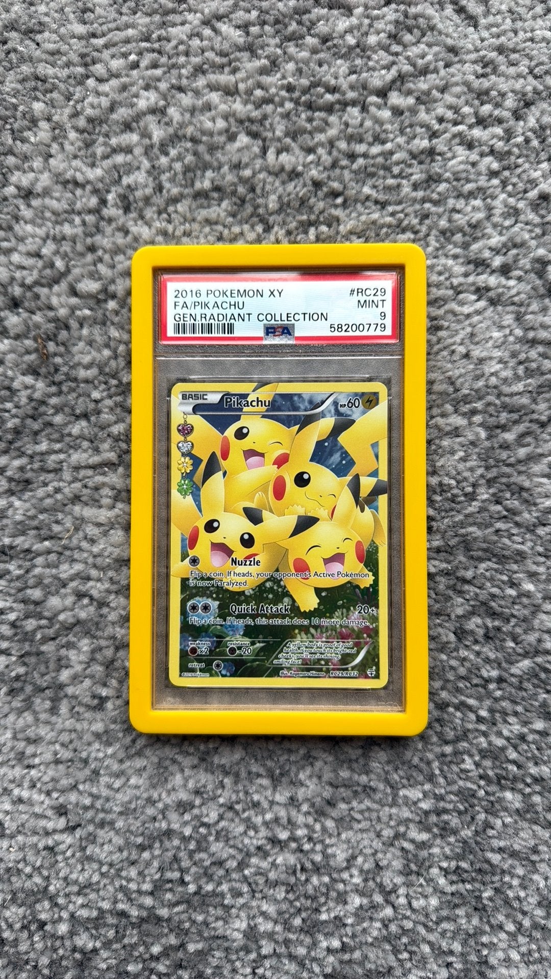 Pikachu rc29 psa 9, Ophalen of Verzenden, Zo goed als nieuw