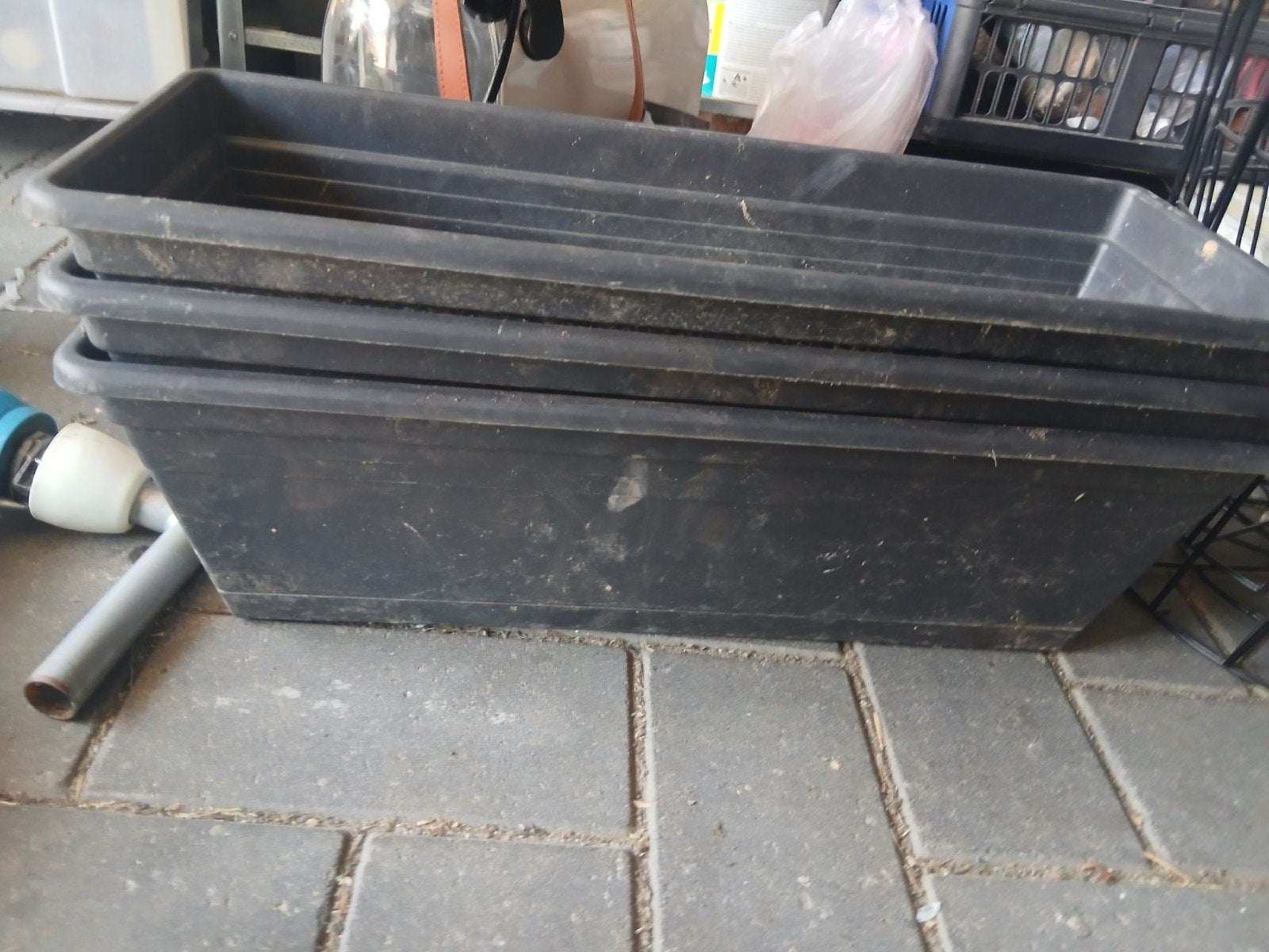 3 Bloembakken met 2 ijzeren ophangers, Tuin en Terras, Ophalen