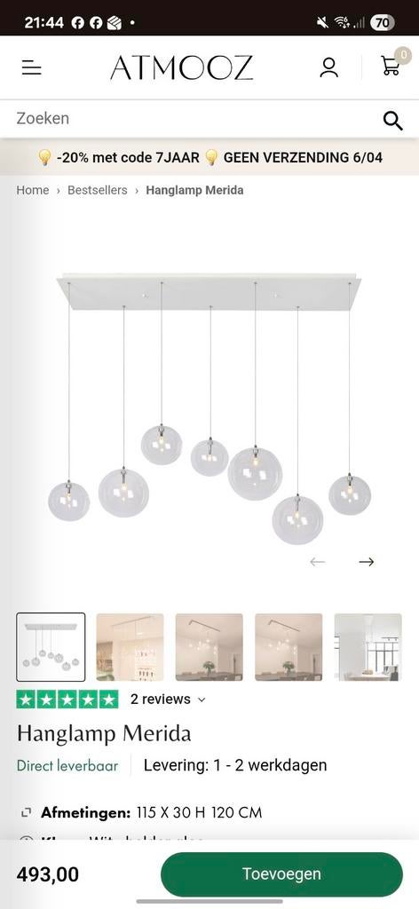 Hanglamp atmooz merida, Ophalen