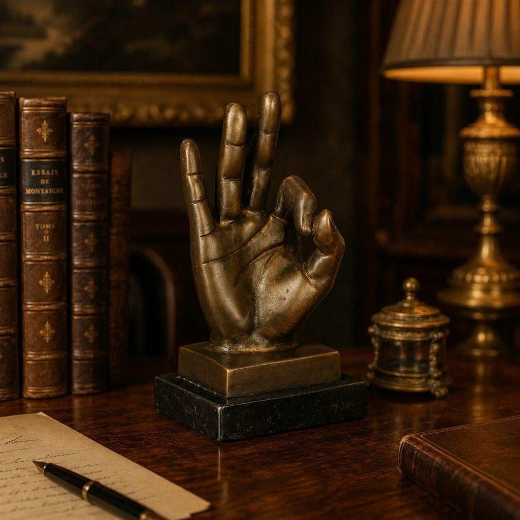 bronzen scultuur van een hand, Ophalen of Verzenden, Brons, Beeld