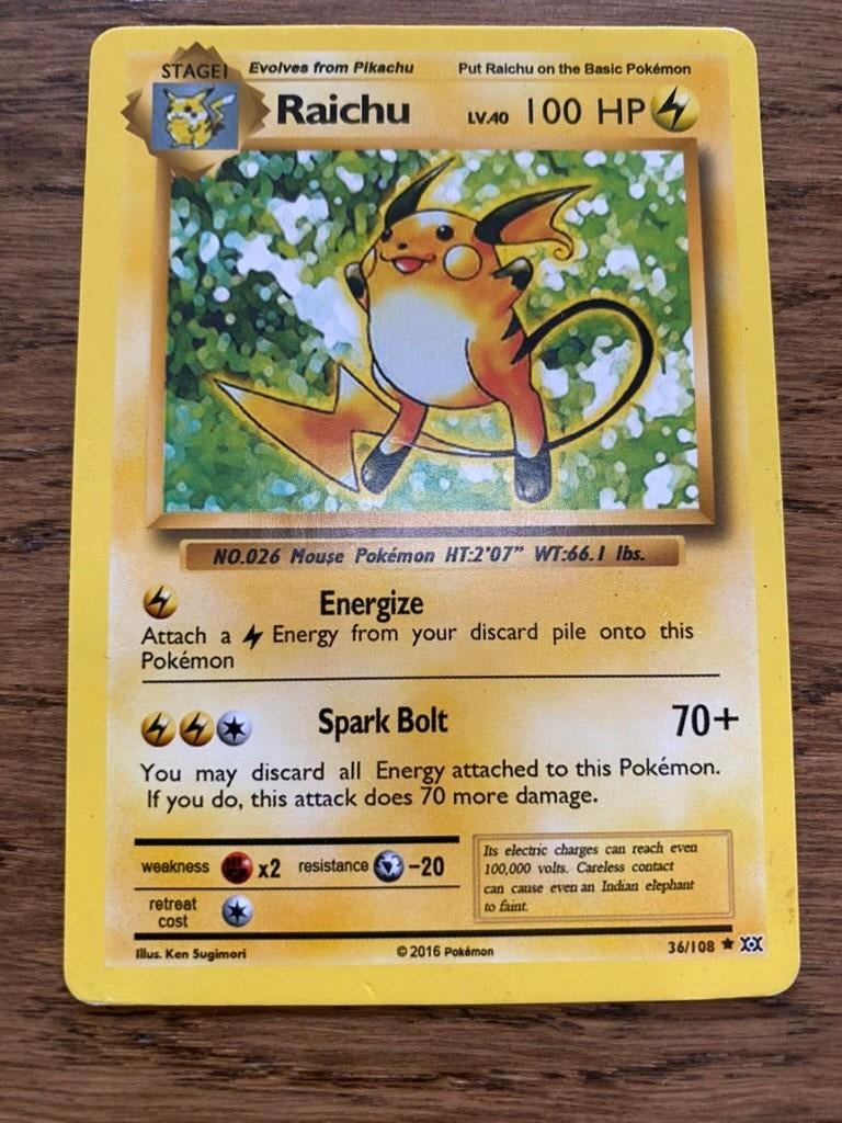 Pokemon kaart "Raichu", Ophalen of Verzenden, Zo goed als nieuw, Losse kaart, Foil