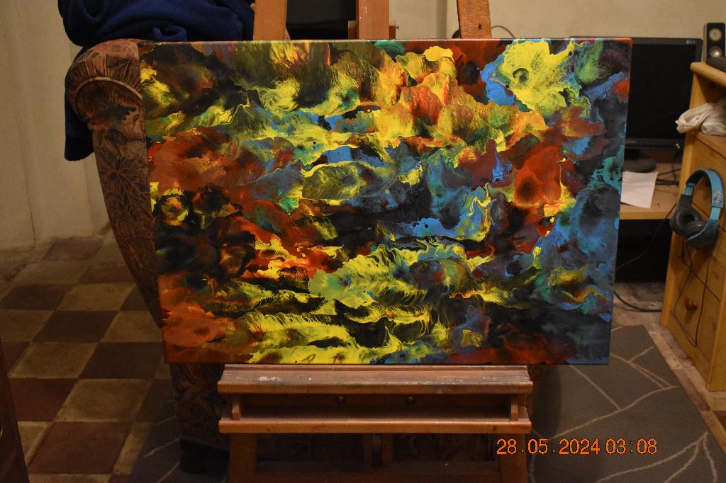 Peinture abstraite, serie no (47) par joky kamo, Antiquités & Art, Enlèvement, Gouache, Abstrait