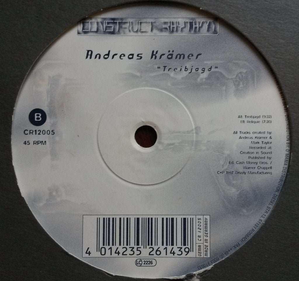 Vinyles 12" Hard Techno : Andreas Krämer - Treibjagd, 12 pouces, Comme neuf, Techno, EP
