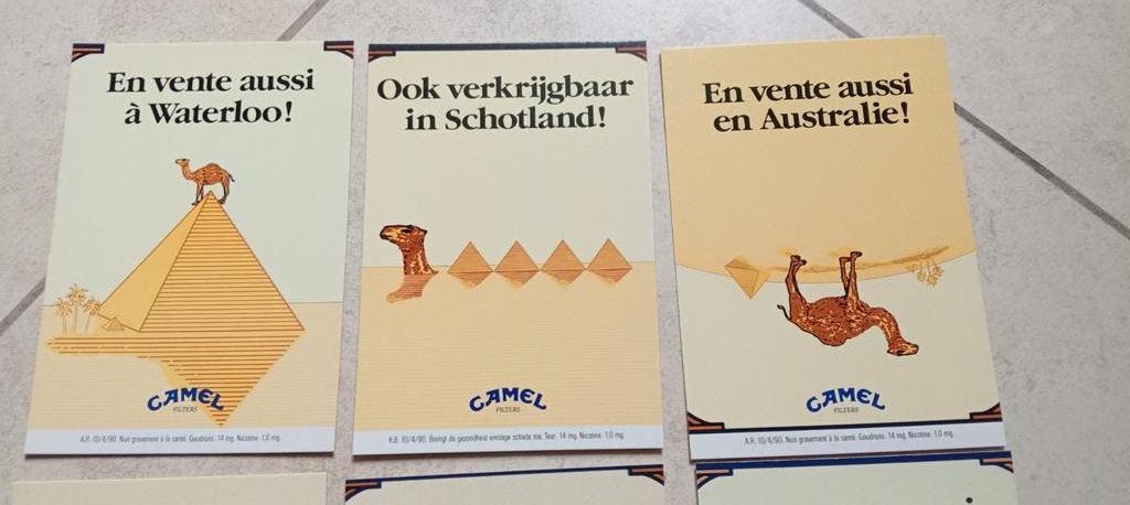 9 cartes postales publicitaires CAMEL dromadaire BOOMERANG, Verzamelen, Ophalen of Verzenden, 1980 tot heden, Ongelopen