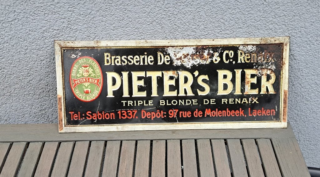 Publicité Pieter's Bier des années 1930, Enlèvement ou Envoi, Utilisé, Panneau publicitaire