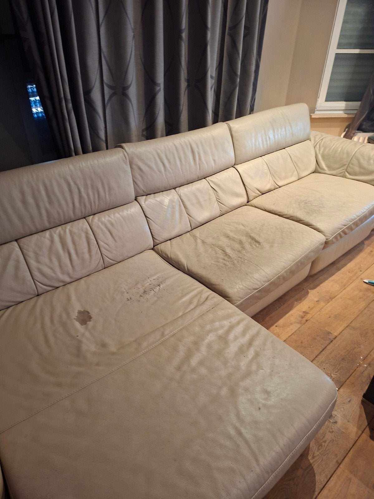 Natuzzi lederen 3 zit longchair en Natuzzi relaxzetel, Huis en Inrichting, Ophalen, Gebruikt, Leer