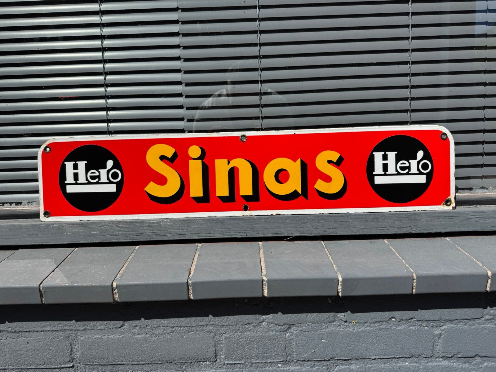 Hero Sinas emaille reclamebord, Verzamelen, Ophalen of Verzenden, Gebruikt, Reclamebord