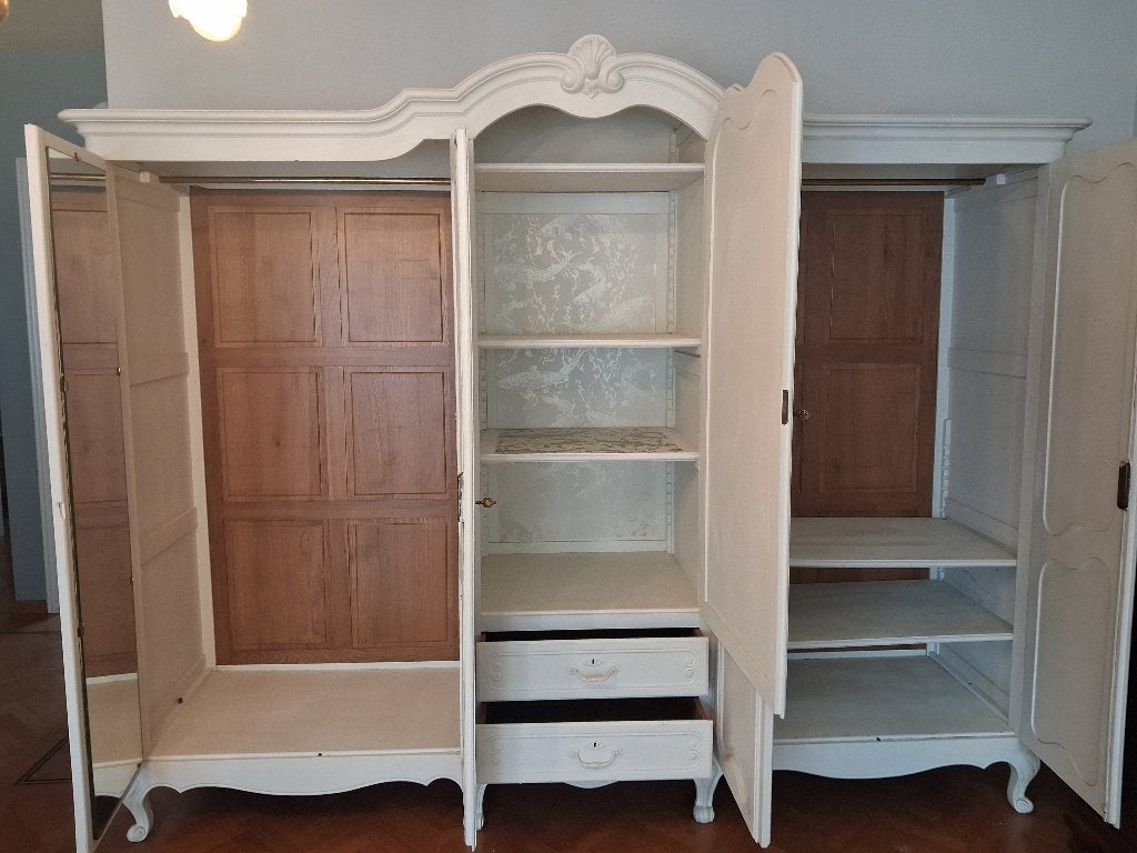 kleerkast vintage en commode en spiegel, Ophalen, Gebruikt, Met lade(s), 200 cm of meer