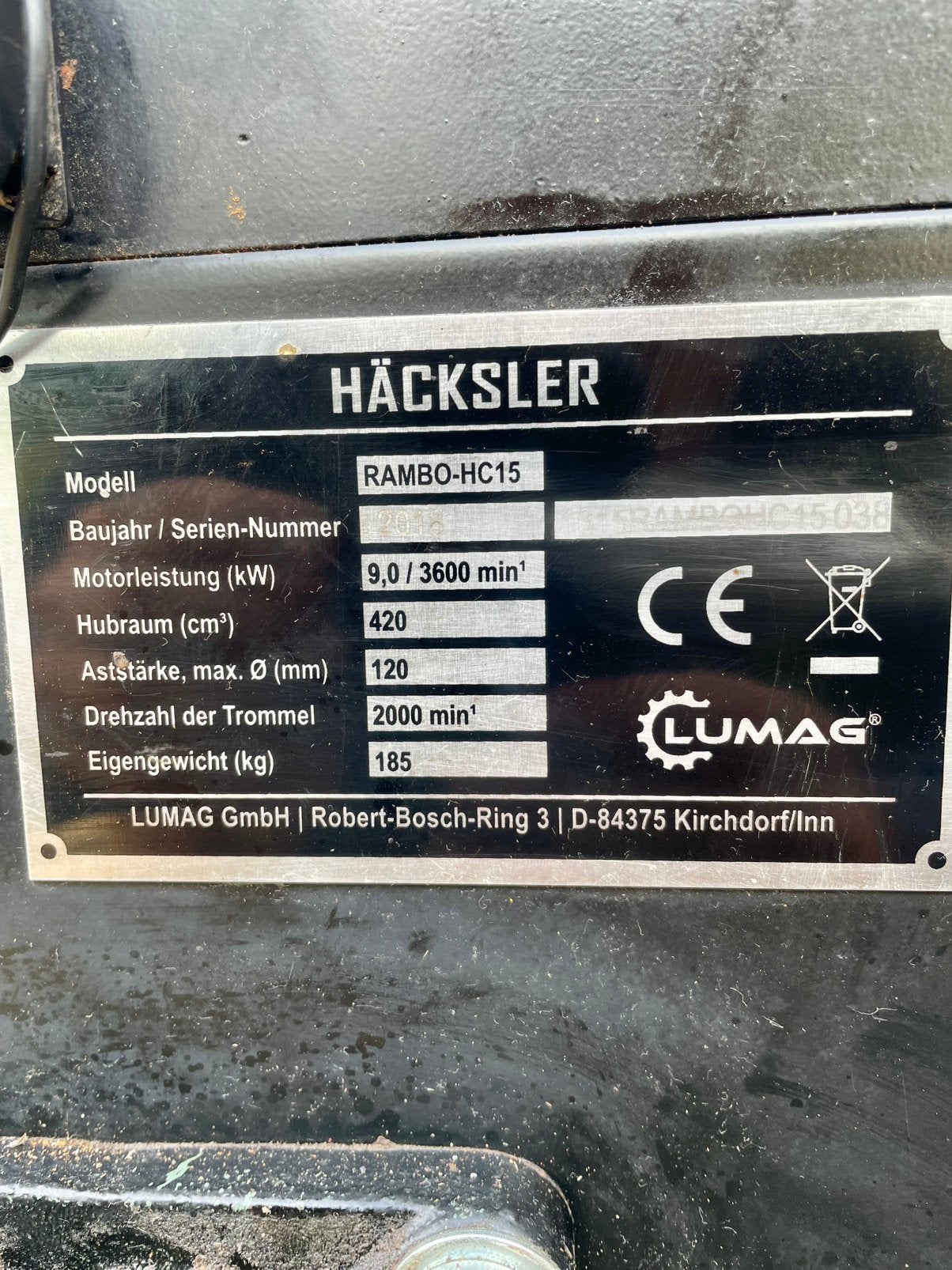Hakselaar benzine lumag HC15 2018, Tuin en Terras, Ophalen, Zo goed als nieuw, Benzine