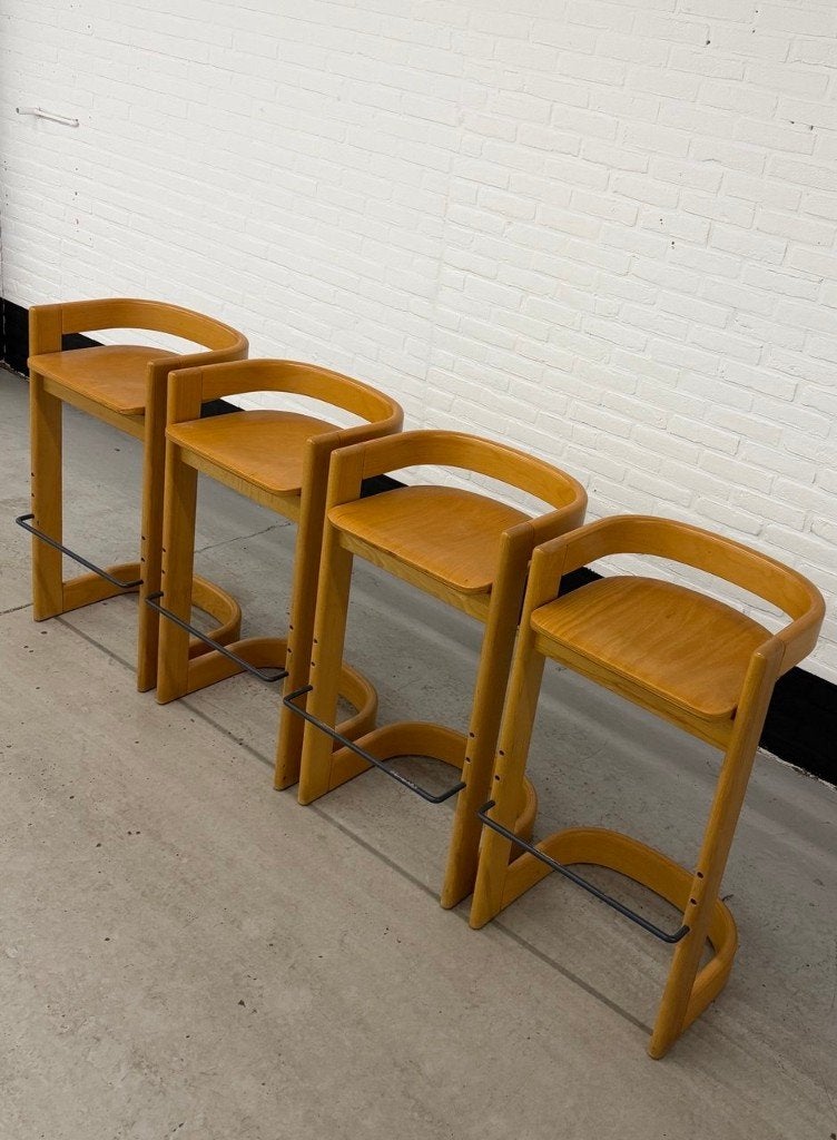 Set van 4 Willy Rizzo stijl barkrukken, Maison & Meubles, Enlèvement, Bois