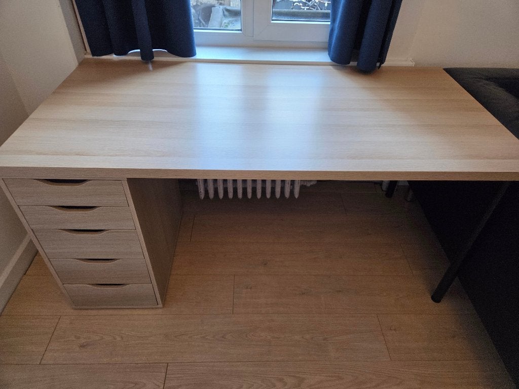 Bureau – ideaal voor studentenkot, Huis en Inrichting, Ophalen, 160 cm, Met lades, Bruin